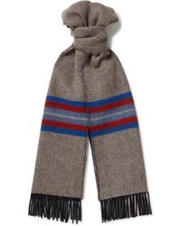 Johnstons of Elgin - Reversible Fringed Striped Cashmere And Wool-blend Scarf - Lyst