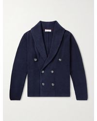 Brunello Cucinelli - Shawl-Collar Double-Breasted Ribbed Cotton Cardigan - Lyst