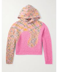 ERL - Swirl Oversized Logo-Embroidered Ribbed-Knit Hooded Sweater - Lyst