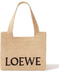 Loewe - Paula's Ibiza Logo-embroidered Raffia Tote Bag - Lyst