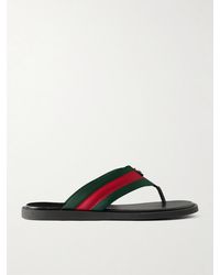 Gucci - Logo-Embellished Leather-Trimmed Sandals - Lyst