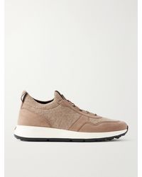 Tod's - Suede-Trimmed Wool-Knit Sneakers - Lyst