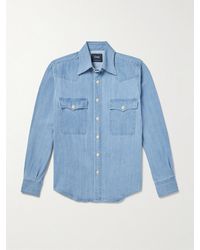 Drake's - Denim Western Shirt - Lyst