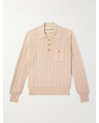 Valentino Garavani - Ribbed Cotton Polo Shirt - Lyst