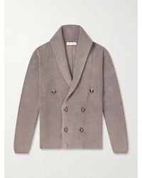 Brunello Cucinelli - Shawl-Collar Double-Breasted Ribbed Cotton Cardigan - Lyst