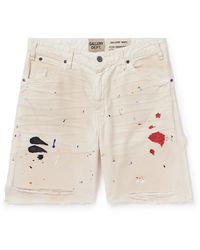GALLERY DEPT. - Flea Carpenter Straight-leg Distressed Paint-splattered Denim Shorts - Lyst