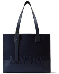 Loewe - Leather-trimmed Canvas Tote Bag - Lyst