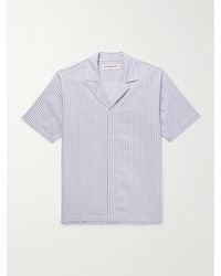 Orlebar Brown - Maitan Ii Camp-collar Striped Cotton And Linen-blend Shirt - Lyst