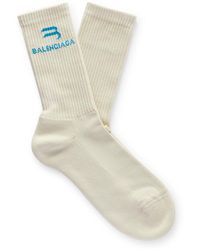 Balenciaga - Logo-jacquard Ribbed Cotton-blend Socks - Lyst