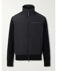 Moncler - Leather-Trimmed Shell And Wool-Blend Full-Zip Cardigan - Lyst