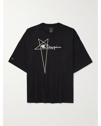 Rick Owens - Champion Tommy Oversized Logo-embroidered Organic Cotton-jersey T-shirt - Lyst