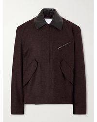 SAGE NATION - Painter Leather-Trimmed Wool-Twill Blouson Jacket - Lyst