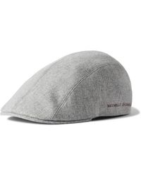 Brunello Cucinelli - Logo-Embroidered Virgin Wool-Flannel Flat Cap - Lyst