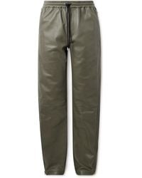 Acne Studios - Straight-Leg Zip-Detailed Leather Drawstring Trousers - Lyst