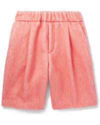 Dries Van Noten - Wide-Leg Pleated Brushed Alpaca And Wool-Blend Shorts - Lyst