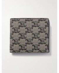 Celine - Triomphe Leather-Trimmed Coated-Canvas Billfold Wallet - Lyst
