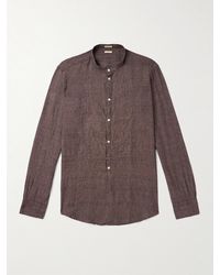 Massimo Alba - Kos Grandad-collar Linen Half-placket Shirt - Lyst