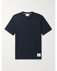 Thom Browne - Logo-Appliquéd Striped Cotton-Piqué T-Shirt - Lyst