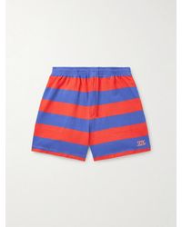Bode - Clubhouse Wide-Leg Logo-Embroidered Striped Cotton-Jersey Shorts - Lyst