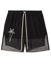 Rick Owens - Champion Dolphin Straight-leg Embroidered Stretch Recycled-mesh Shorts - Lyst