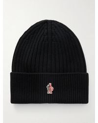 Moncler - Logo-Appliquéd Ribbed Virgin Wool Beanie - Lyst