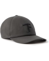 Tom Ford - Leather-trimmed Logo-embroidered Cotton-twill Baseball Cap - Lyst
