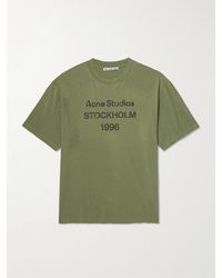 Acne Studios - Exford Distressed Logo-Print Cotton-Jersey T-Shirt - Lyst