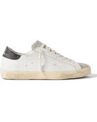 Golden Goose - Superstar Distressed Leather And Suede Sneakers - Lyst