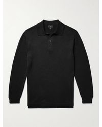 Dunhill - Logo-embroidered Mulberry Silk And Cotton-blend Polo Shirt - Lyst