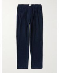 Sunspel - Straight-leg Pleated Cotton-blend Corduroy Trousers - Lyst