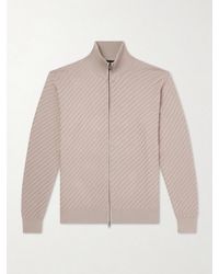 Brioni - Cotton, Silk And Cashmere-Blend Zip-Up Sweater - Lyst