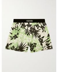 Tom Ford - Velvet-Trimmed Floral-Print Silk-Satin Boxer Shorts - Lyst