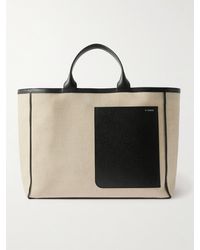 Valextra Leather-trimmed Canvas Tote Bag - Black