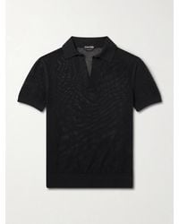 Tom Ford - Open-knit Sea Island Cotton And Silk-blend Polo Shirt - Lyst