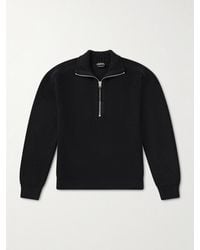 Tom Ford - Ribbed Merino Wool Half-zip Sweater - Lyst