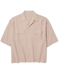 Kapital - Camp-collar Logo-appliquéd Checked Cotton And Linen-blend Seersucker Western Shirt - Lyst