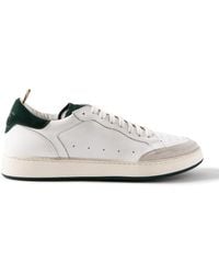 Officine Creative - The Answer 001 Distressed Suede-Trimmed Leather Sneakers - Lyst