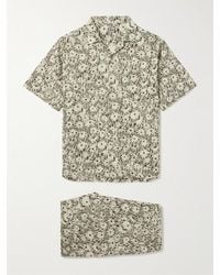 Desmond & Dempsey - Camp-collar Floral-print Linen Pyjama Set - Lyst