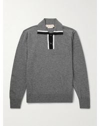 Marni - Logo-embroidered Virgin Wool Polo Shirt - Lyst