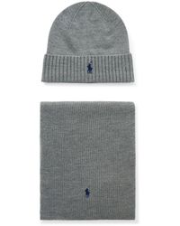 Polo Ralph Lauren - Logo-Embroidered Ribbed Wool Beanie And Scarf Set - Lyst