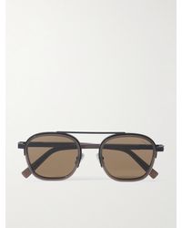 ZEGNA - Aviator-style Metal And Acetate Sunglasses - Lyst