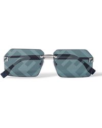 Fendi - Sky Silver-tone Square-frame Sunglasses - Lyst
