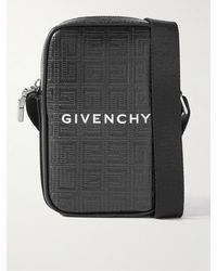 Givenchy Borsa a tracolla in tela spalmata con logo goffrato e finiture in pelle - Nero