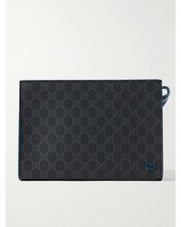 Gucci - Leather-Trimmed Coated Canvas-Jacquard Pouch - Lyst