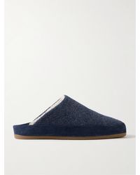 Mulo - Suede-trimmed Shearling-lined Wool Slippers - Lyst