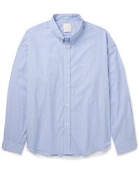 Givenchy - Logo-embroidered Button-down Collar Striped Cotton-poplin Shirt - Lyst
