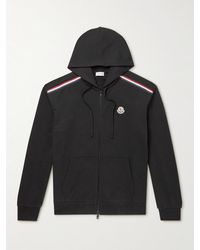 Moncler - Logo-Embroidered Striped Cotton-Jersey Zip-Up Hoodie - Lyst