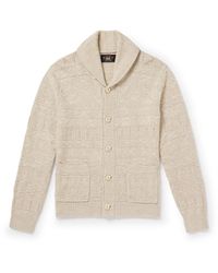 RRL - Shawl-collar Jacquard-knit Cotton And Linen-blend Cardigan - Lyst