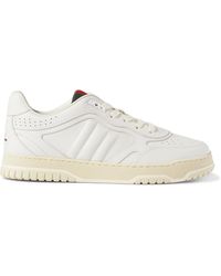 Gucci - Re-web Webbing-trimmed Leather Sneakers - Lyst