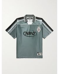 Neighborhood - Game Appliquéd Logo-Print Striped Satin Polo Shirt - Lyst